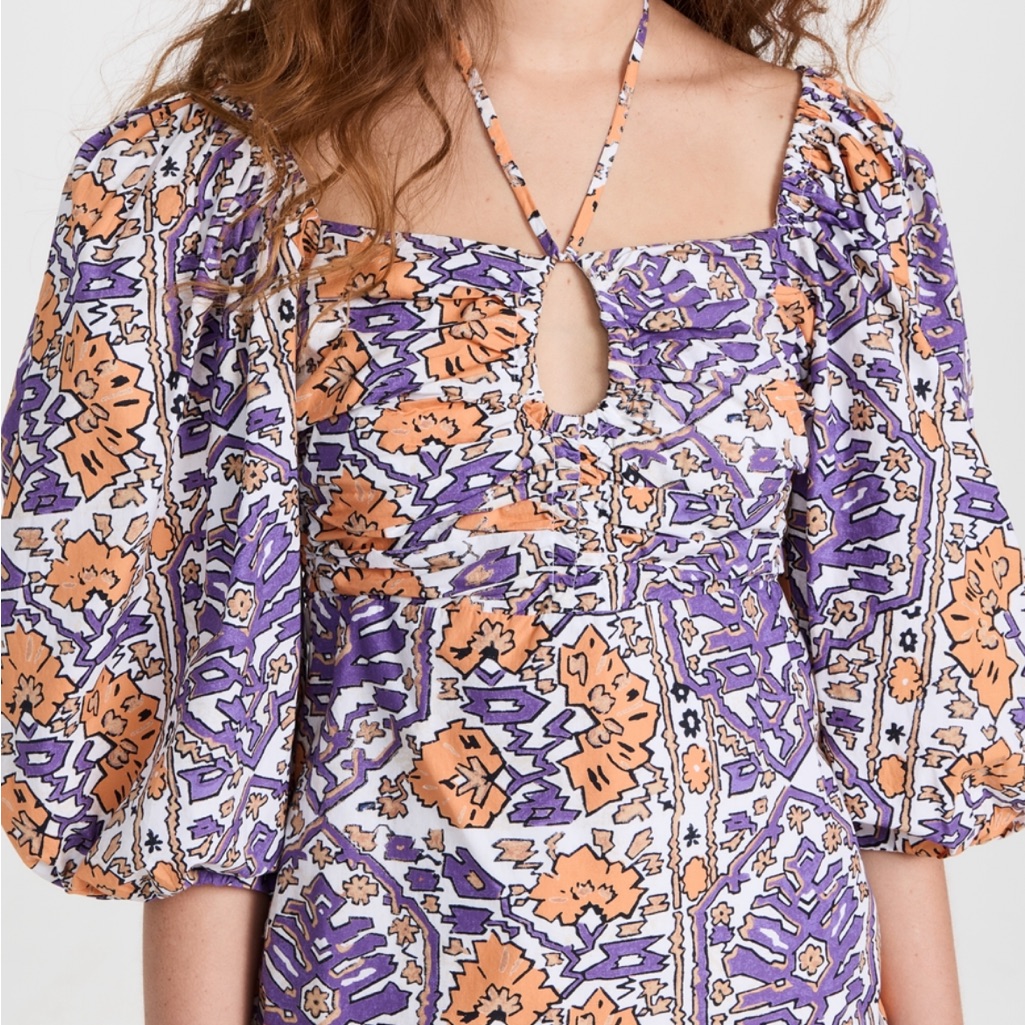 Rhode Purple And Peach Floral Midi Dress
